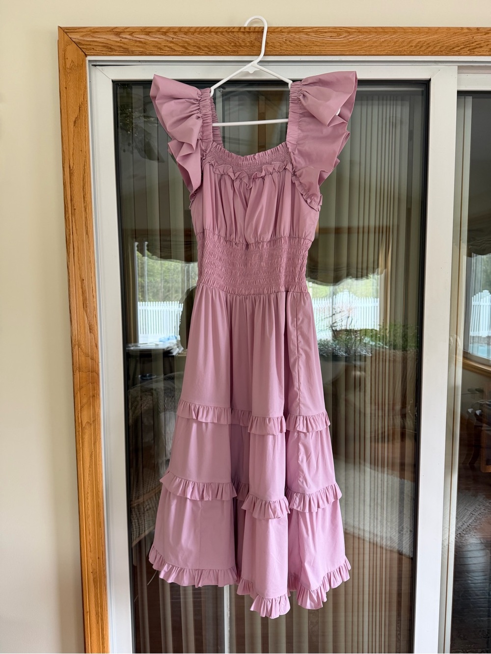 NWOT Charina Sarte Lilac Ruffled Tiered Midi Dress